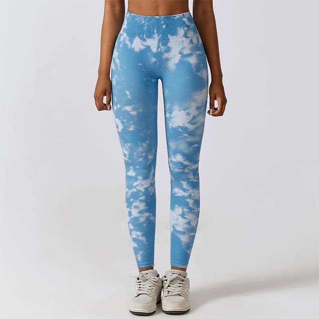 Leggings de yoga taille haute sans couture bleu ciel