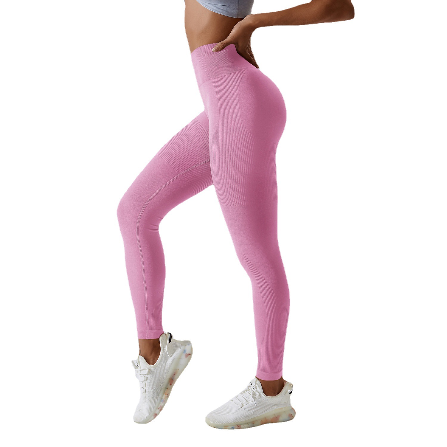 Legging de sport de yoga rose sans couture