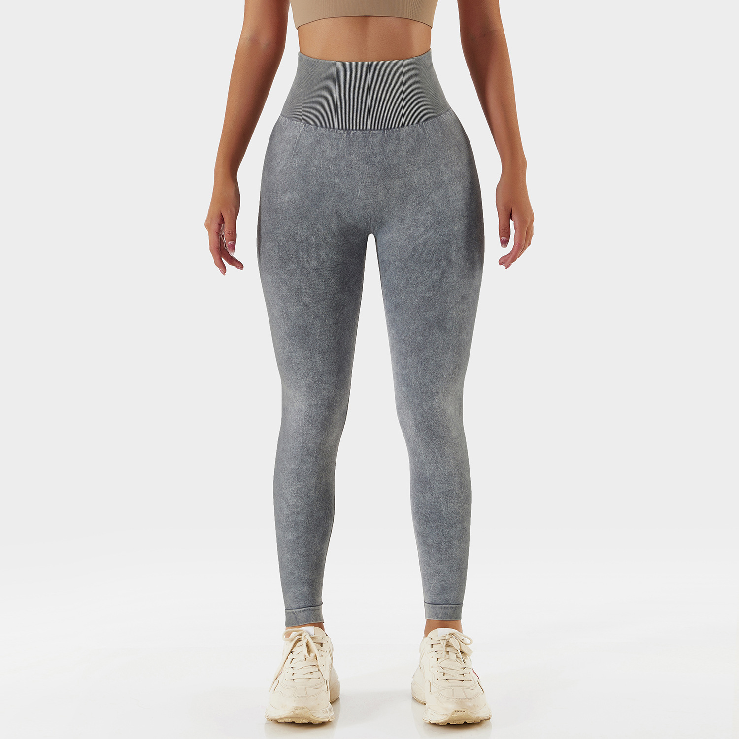Legging d'entraînement sans couture délavé à l'acide