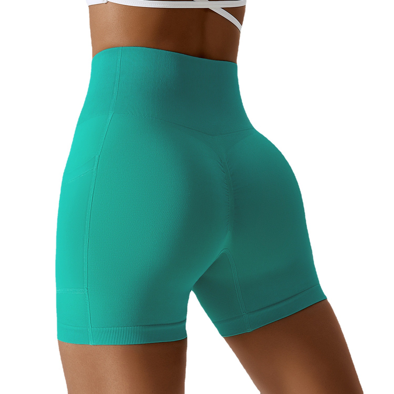 Short de sport technique sans couture avec poche en gros