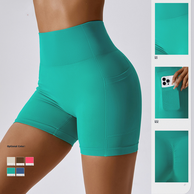 Short de sport technique sans couture avec poche en gros